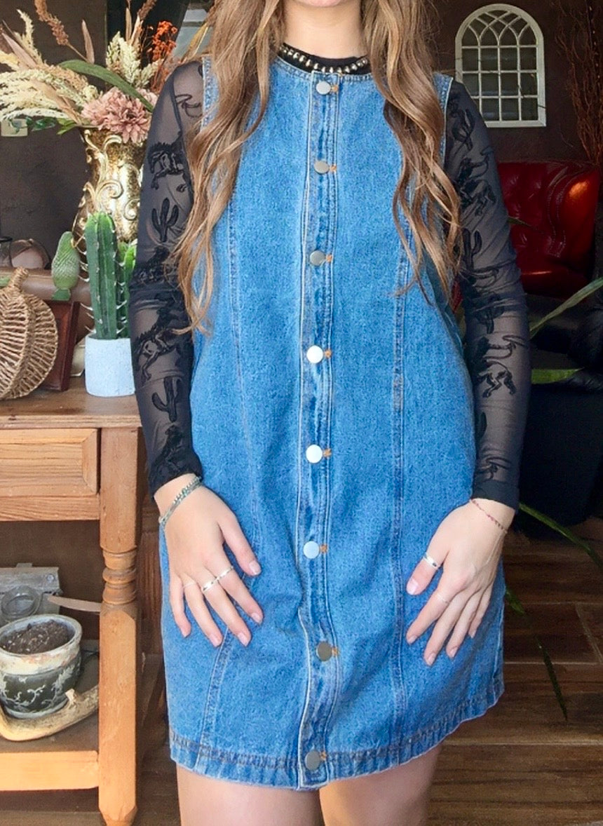 Sleeveless Round Neck Button Down Dress