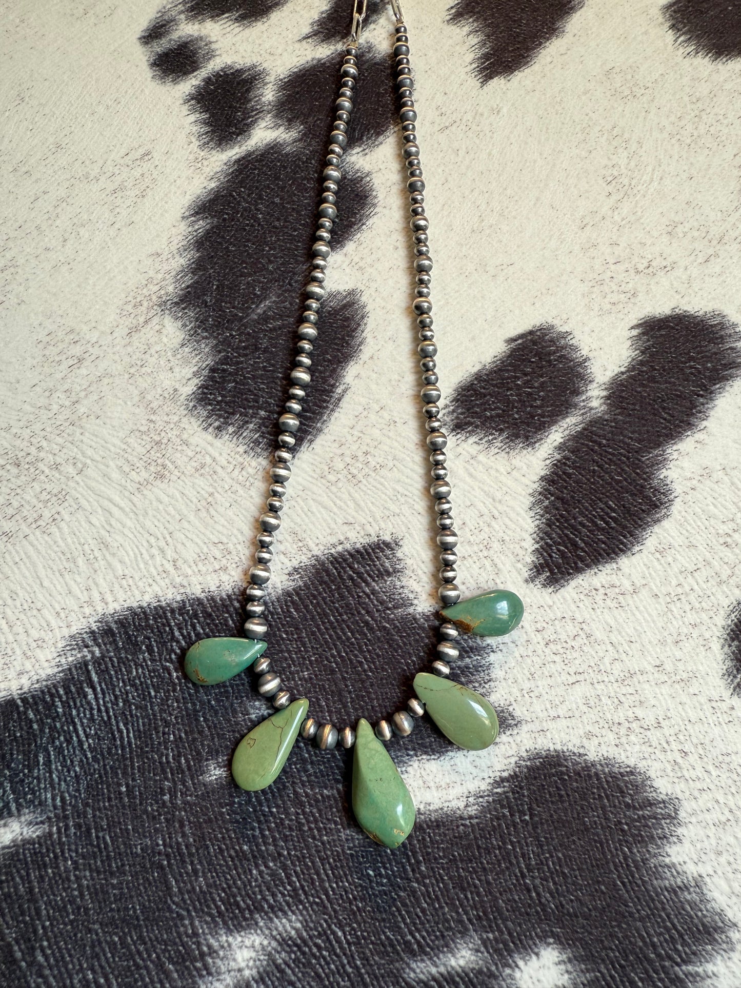 Sterling Silver Pearl Turquoise Tear Drop Necklace