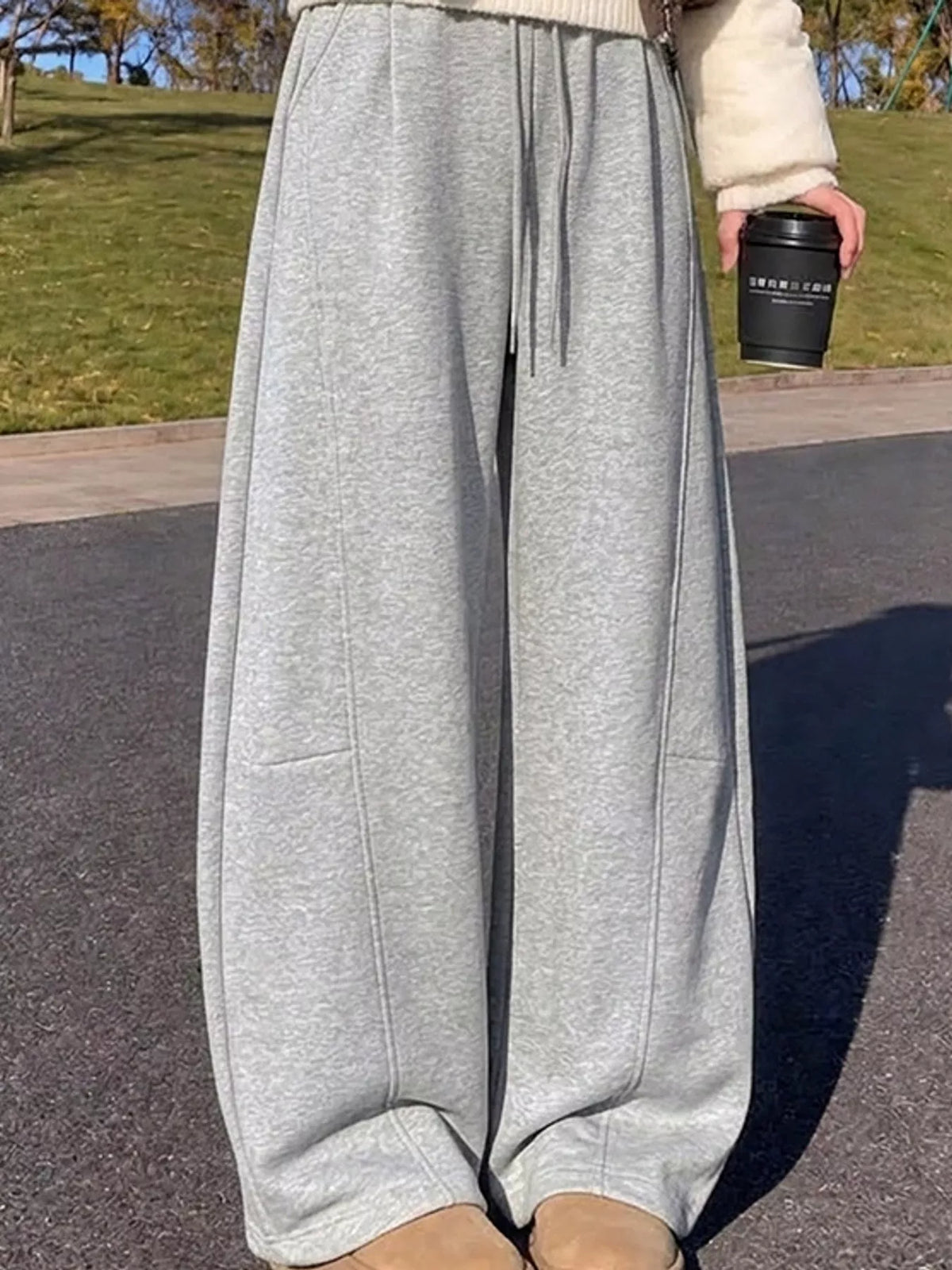 Full Size Wide-Leg Casual Sweatpants with Drawstring Plus Size