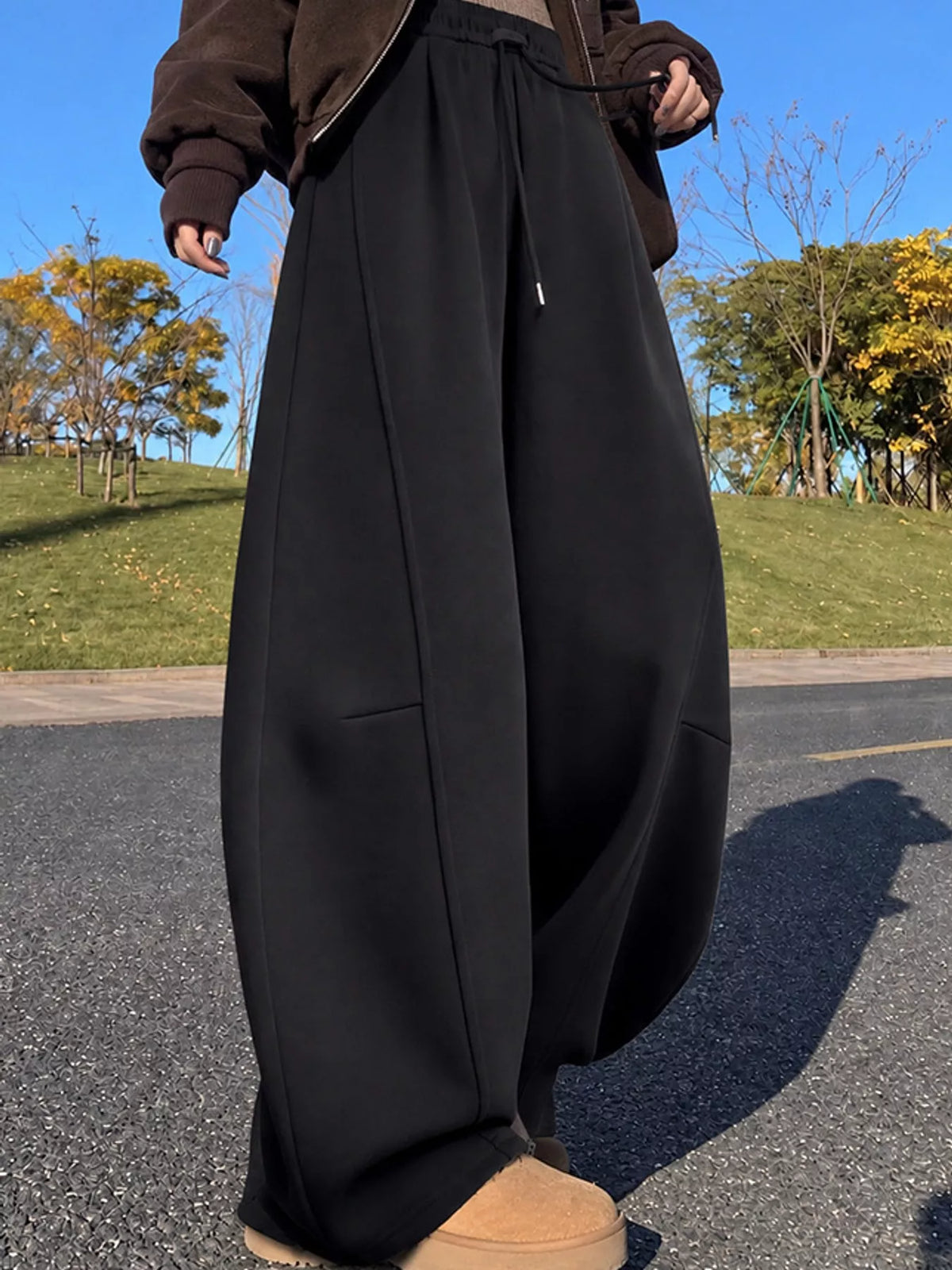 Full Size Wide-Leg Casual Sweatpants with Drawstring Plus Size