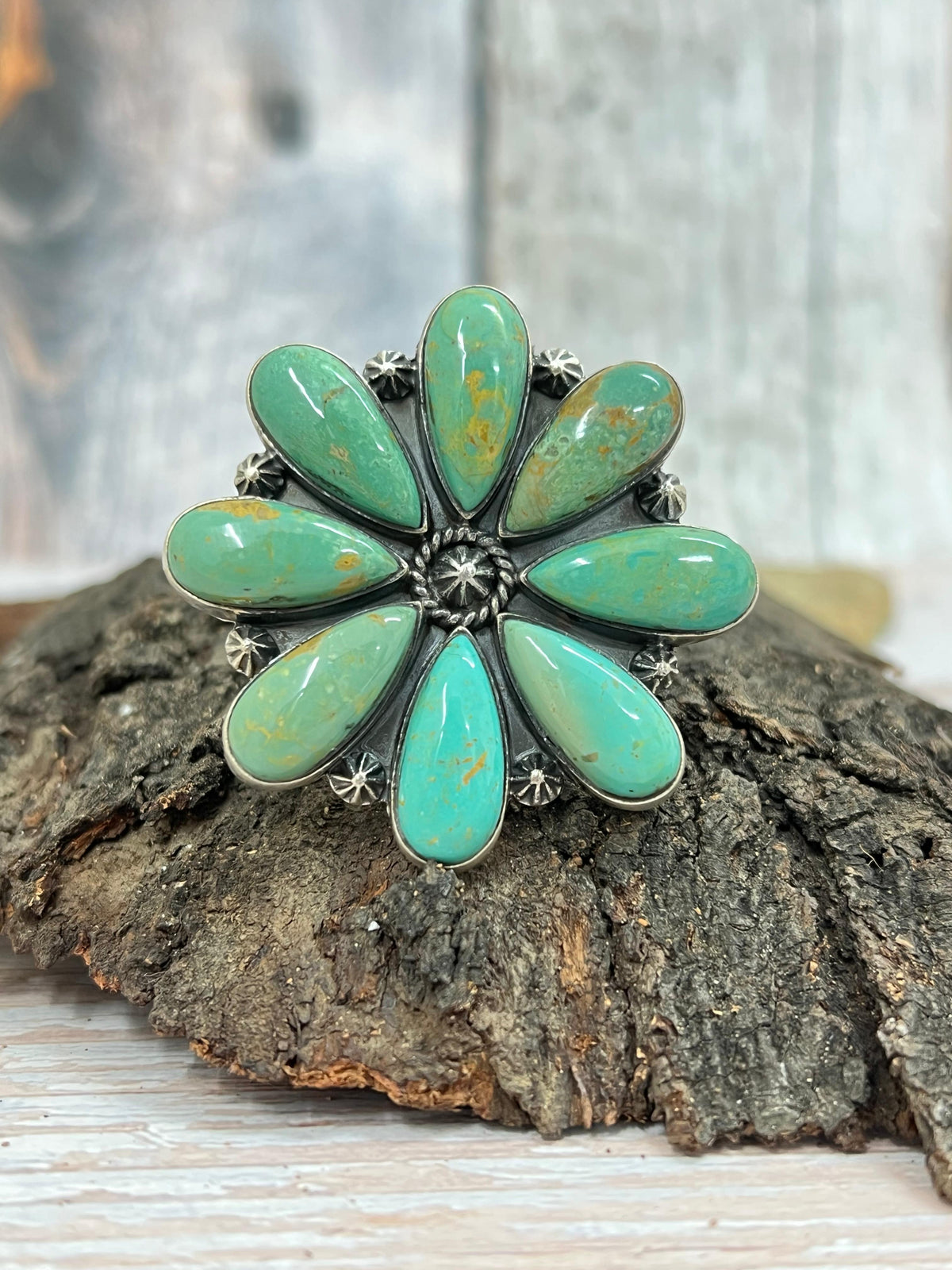 Handmade Sterling Silver Kingman Turquoise Adjustable Ring