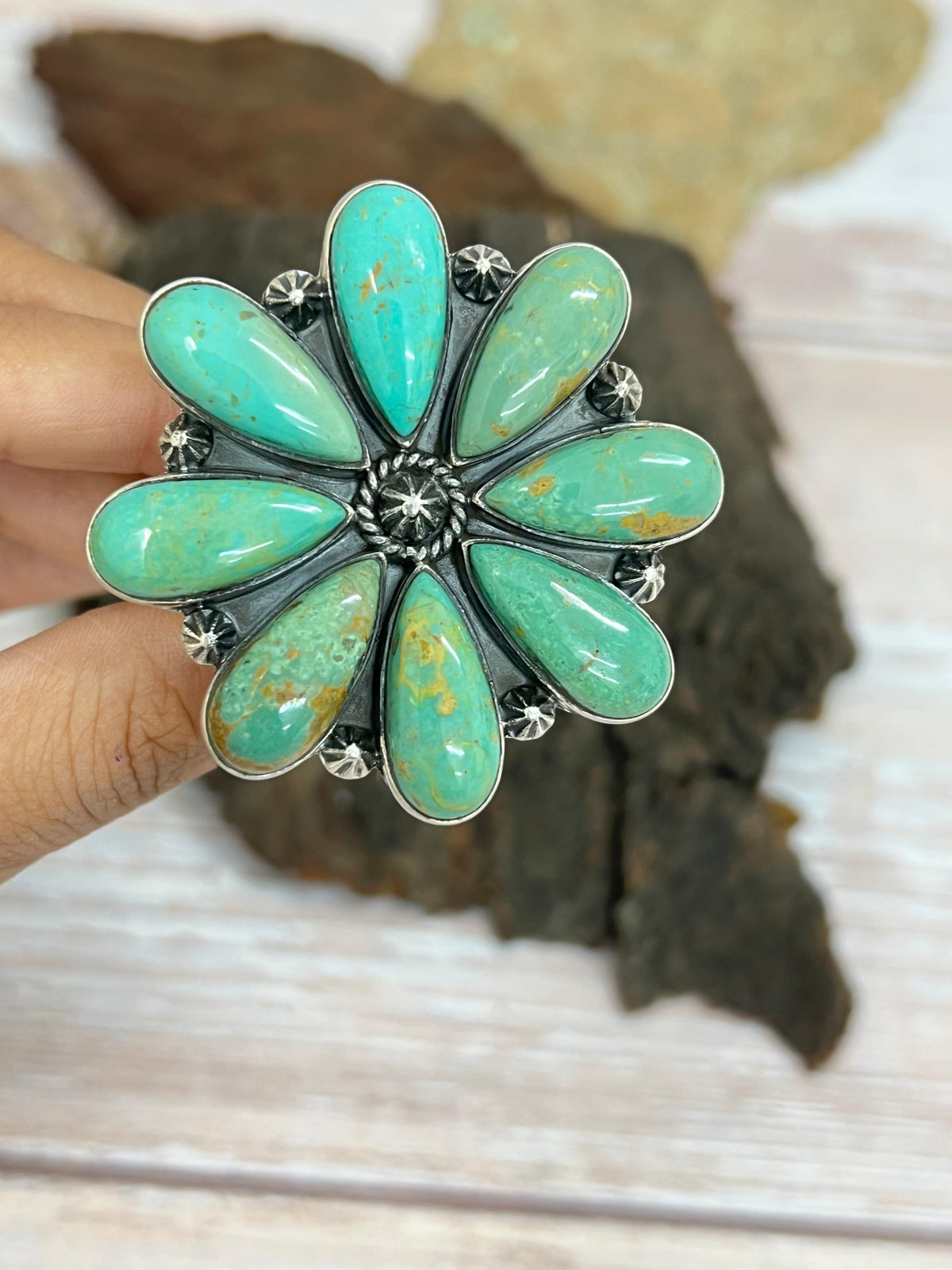 Handmade Sterling Silver Kingman Turquoise Adjustable Ring