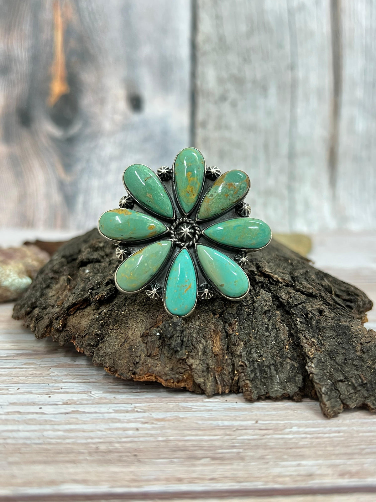 Handmade Sterling Silver Kingman Turquoise Adjustable Ring
