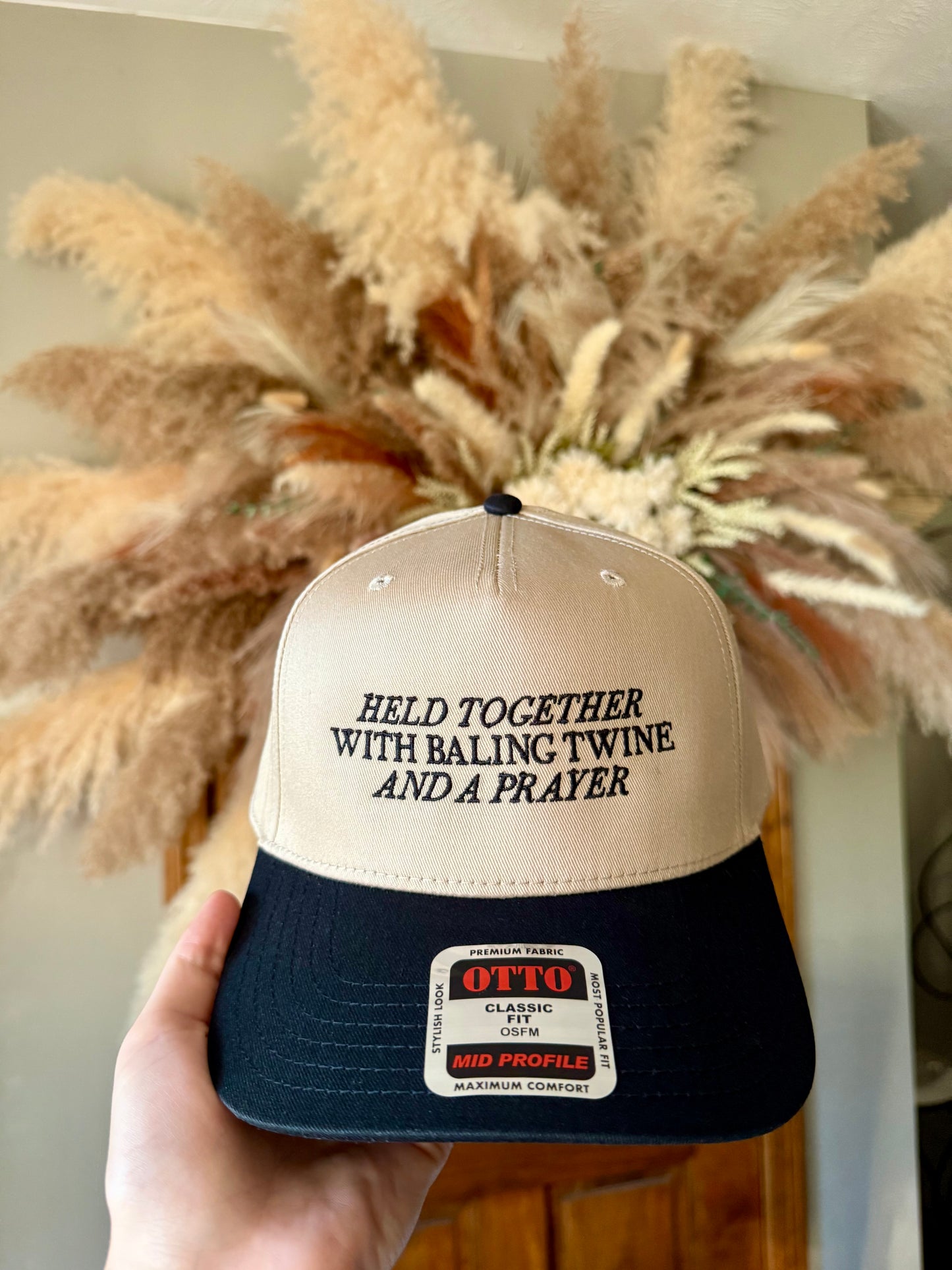 Baling Twine Trucker Hat in Khaki/Black