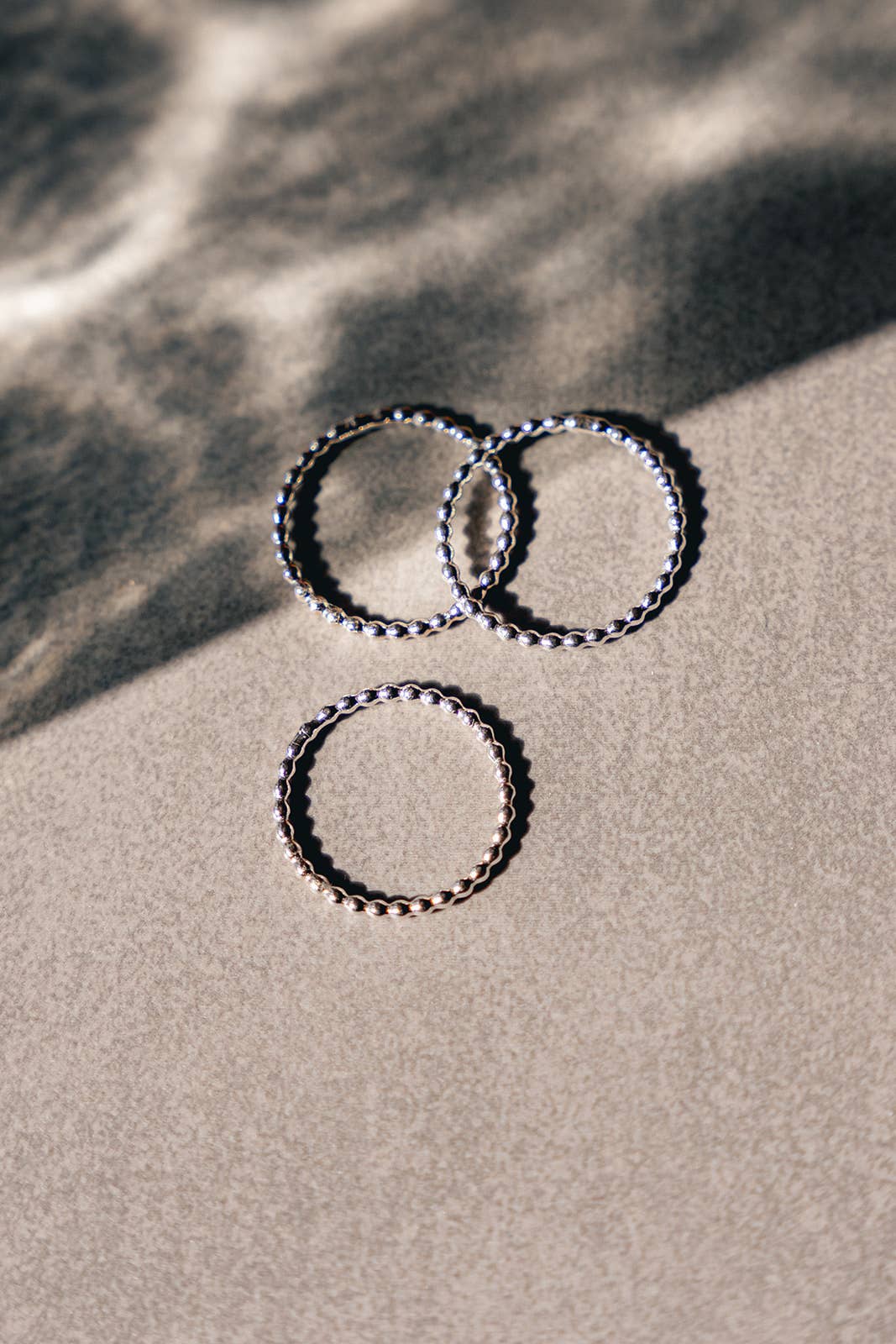 Beaded Sterling Silver Stacker Band Ring