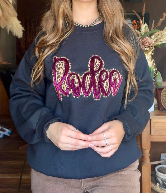 Velvet Rodeo Embroidered Crew Neck