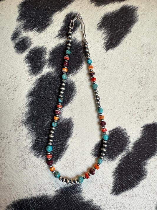 Sterling Silver Pearl Confetti Multi-Stone Necklace