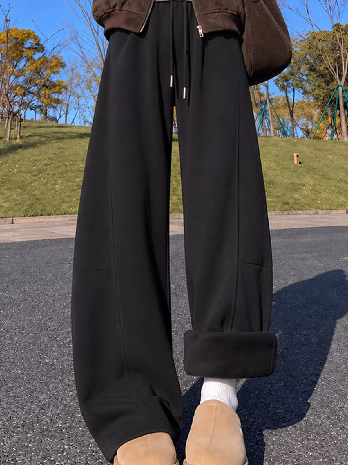Full Size Wide-Leg Casual Sweatpants with Drawstring Plus Size