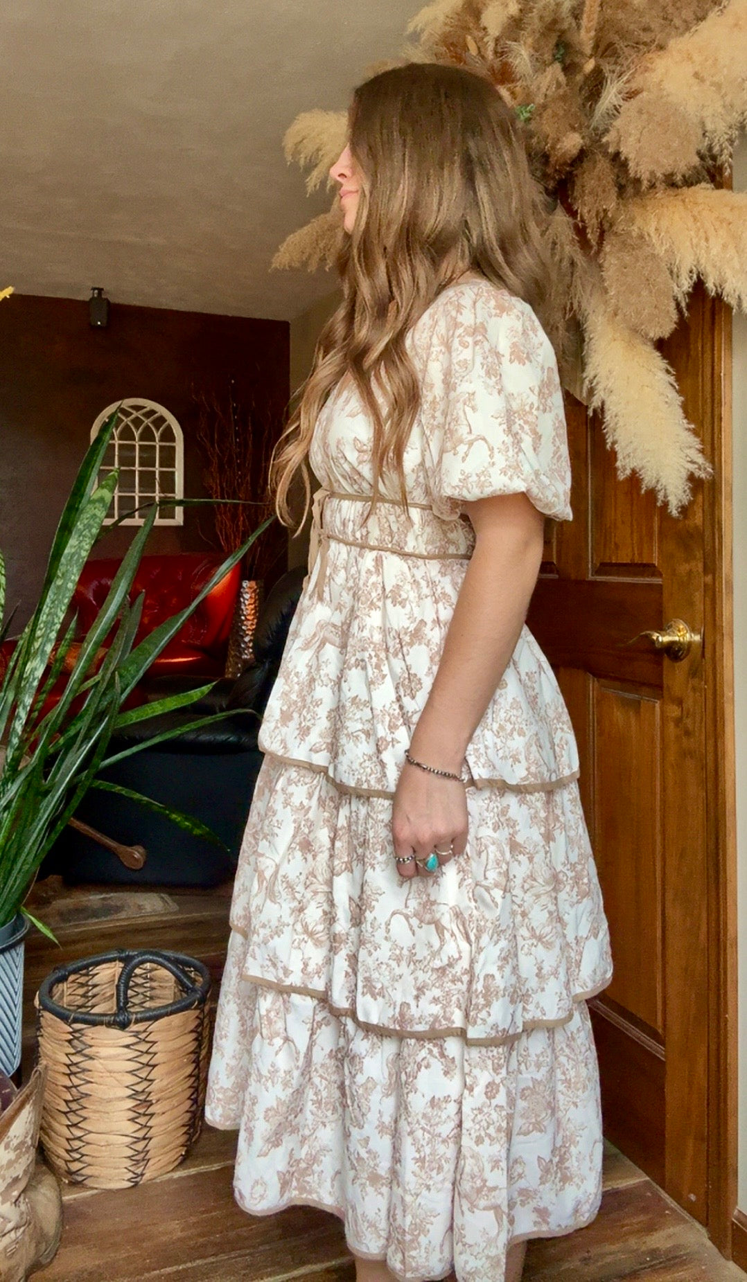 Vintage Horse Toile Printed Summer Midi Dress