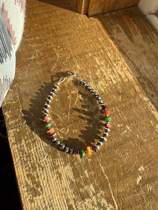 Navajo pearl/Spiny oyster/Turquoise Bracelet