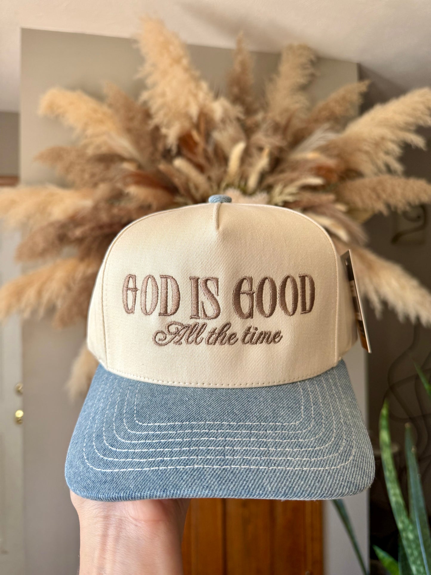 God Is Good All The Time Embroidery Trucker Hat