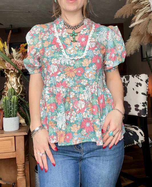 Blaise Floral Peplum Blouse