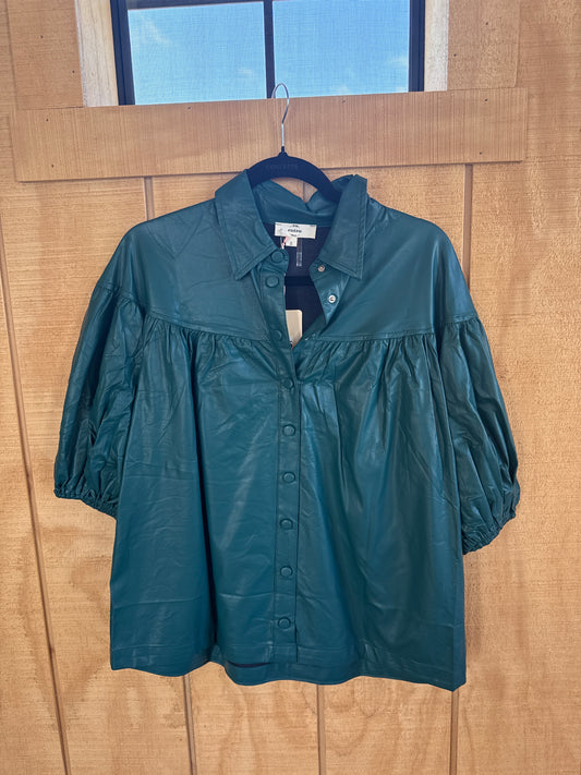Leather Puff Sleeve Top