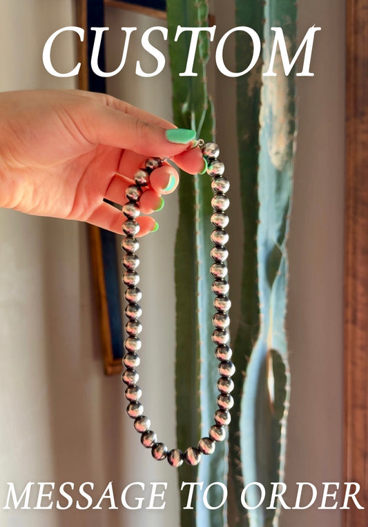 Hand-Strung Sterling Silver Authentic Navajo Pearls (message to order)