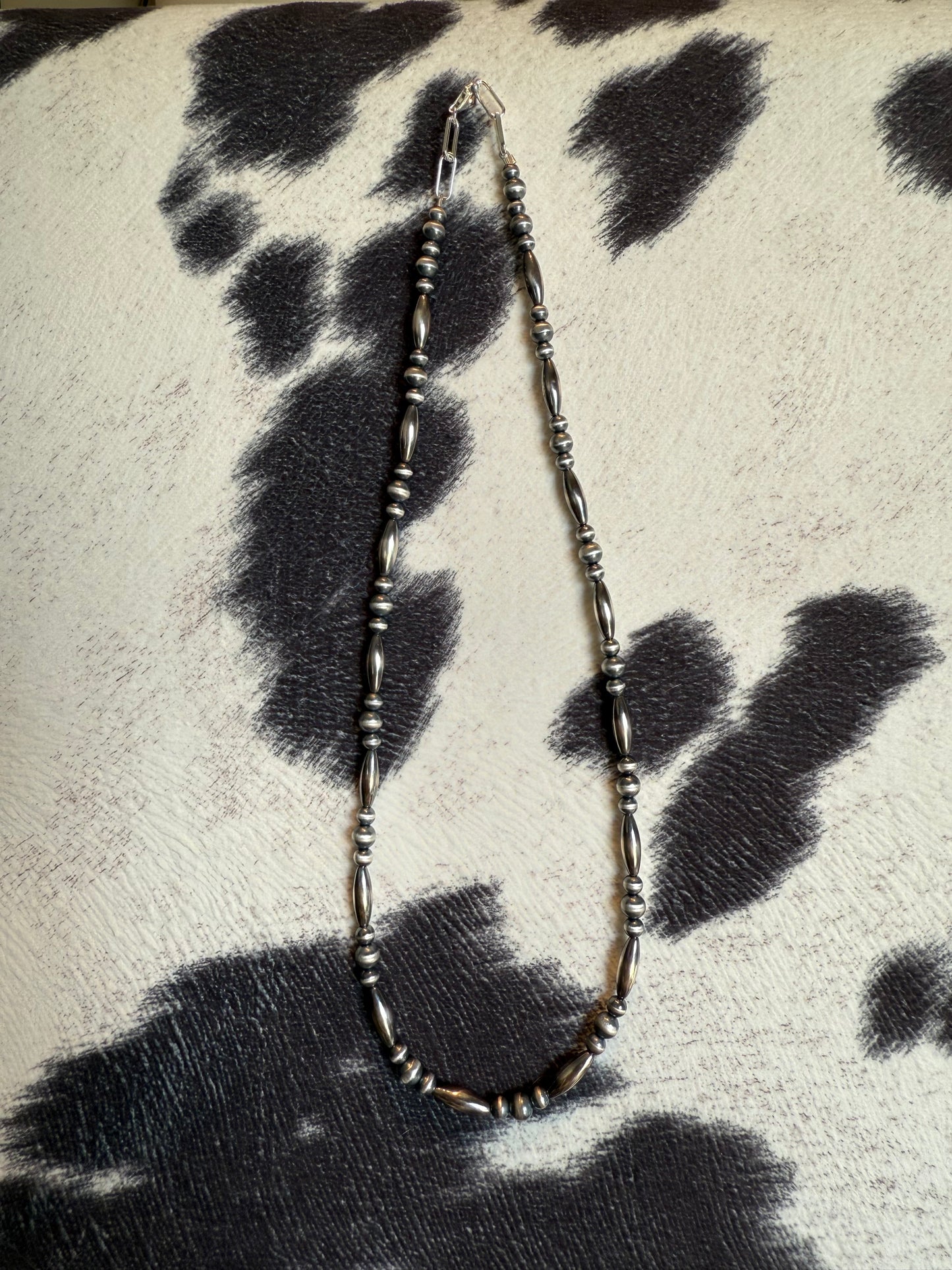 Sterling Pearl Torpedo Beads Necklace