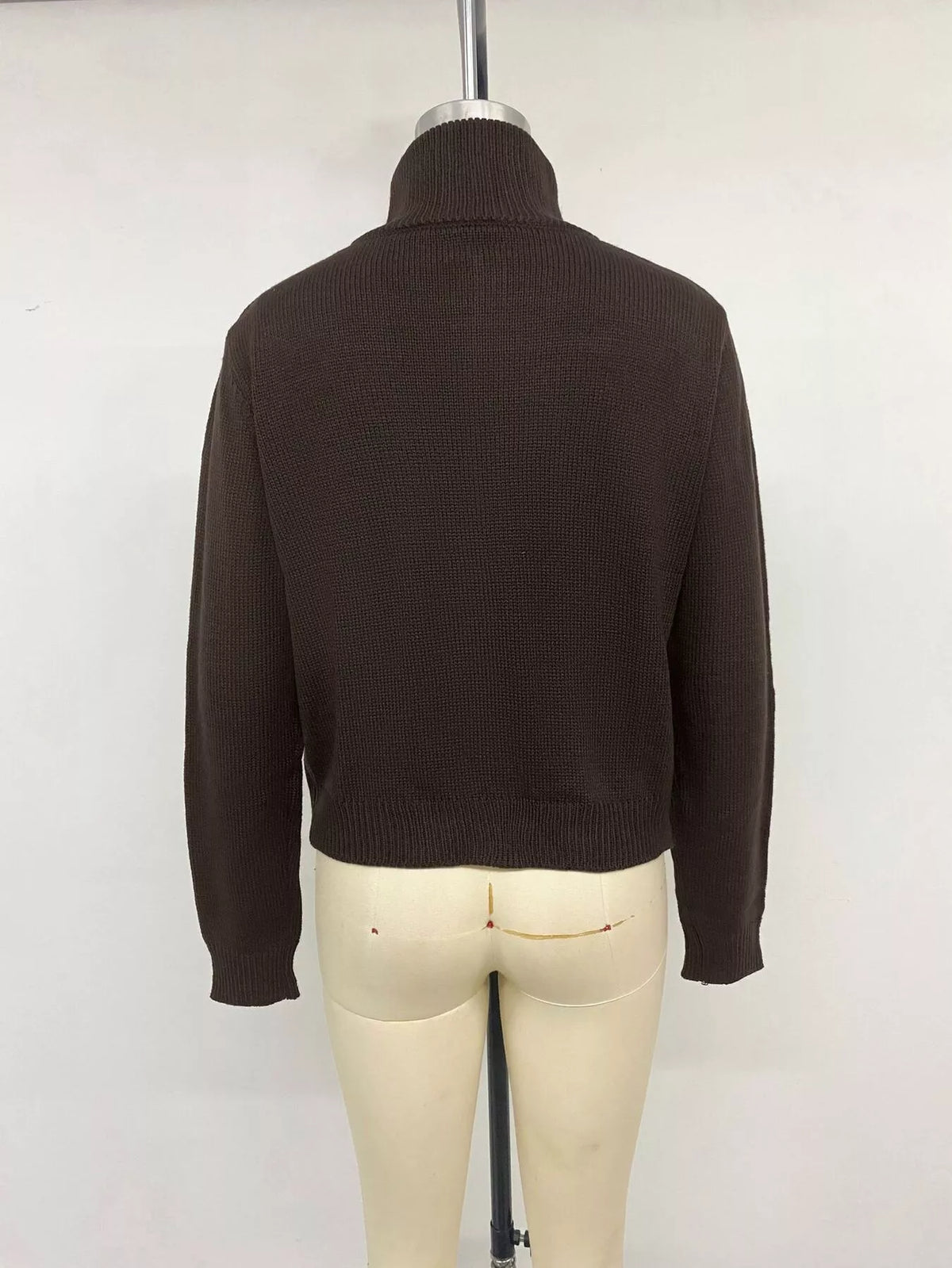 Horse Zip Up Mock Neck Cardigan