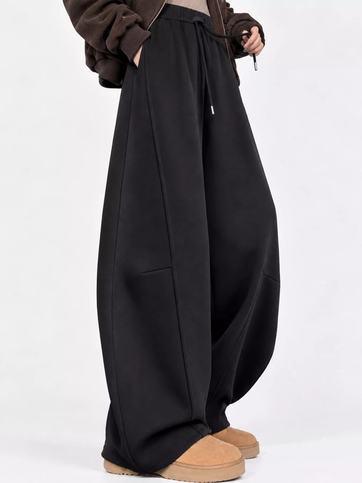 Full Size Wide-Leg Casual Sweatpants with Drawstring Plus Size