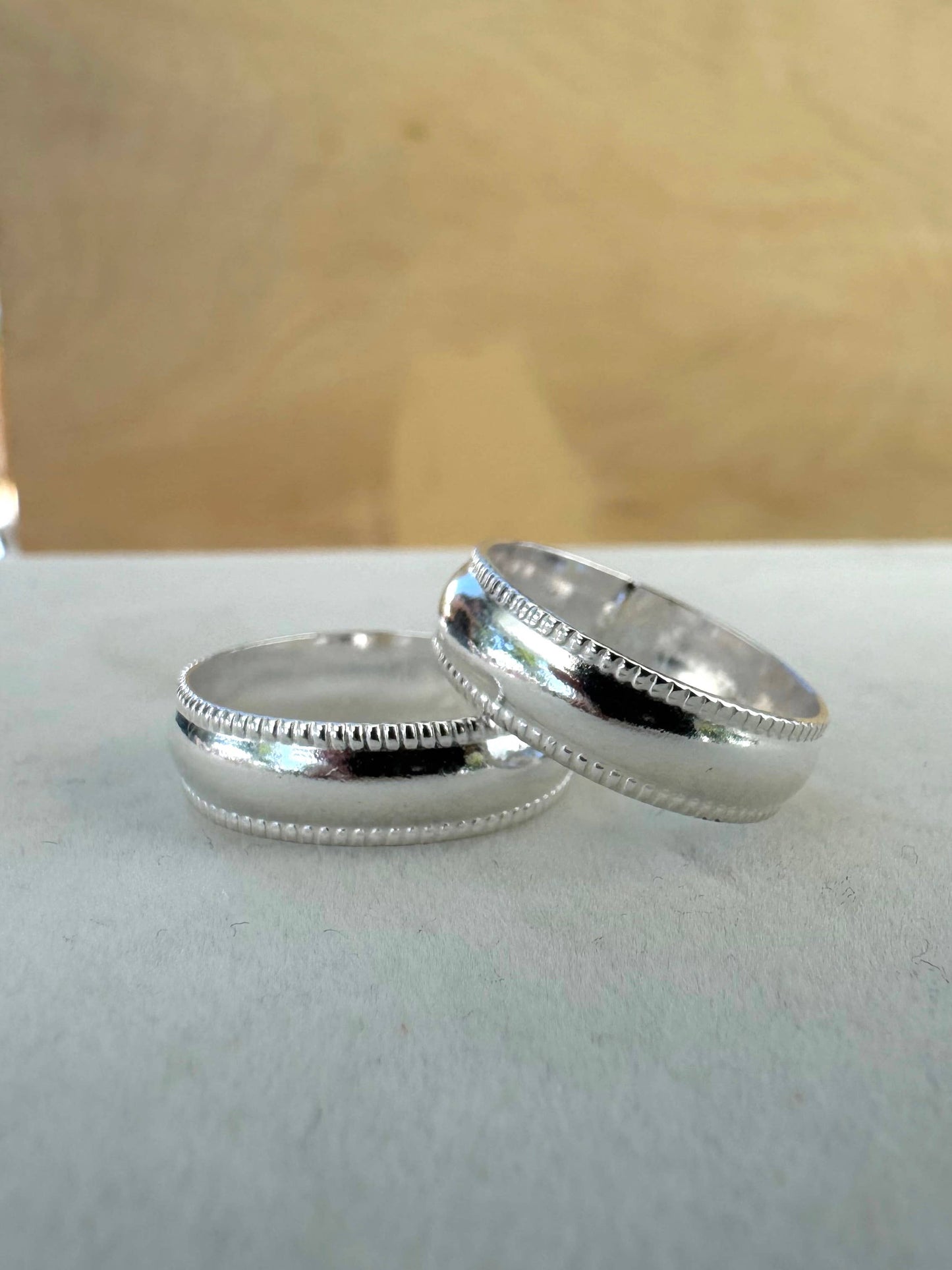 Bead Bordered Stacker Band Ring
